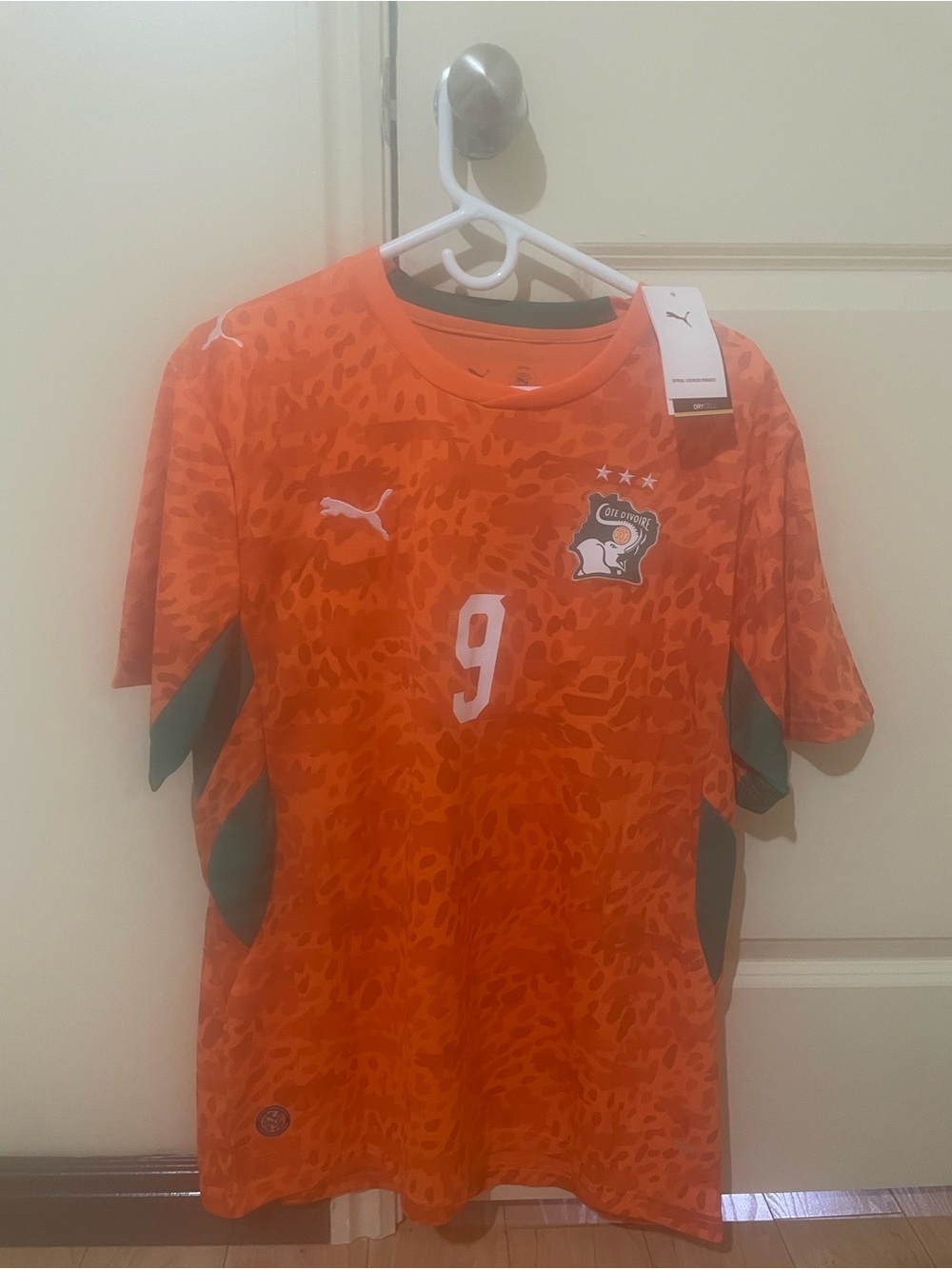 Zaha Ivory Coast Puma Orange Soccer Jersey with Number 9